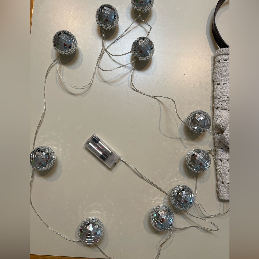 Silver Disco Ball String Lights